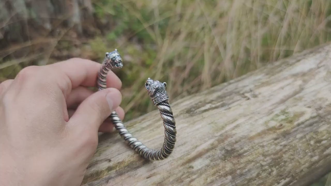 Silver Bear Bracelet, Solid Cuff Bracelet