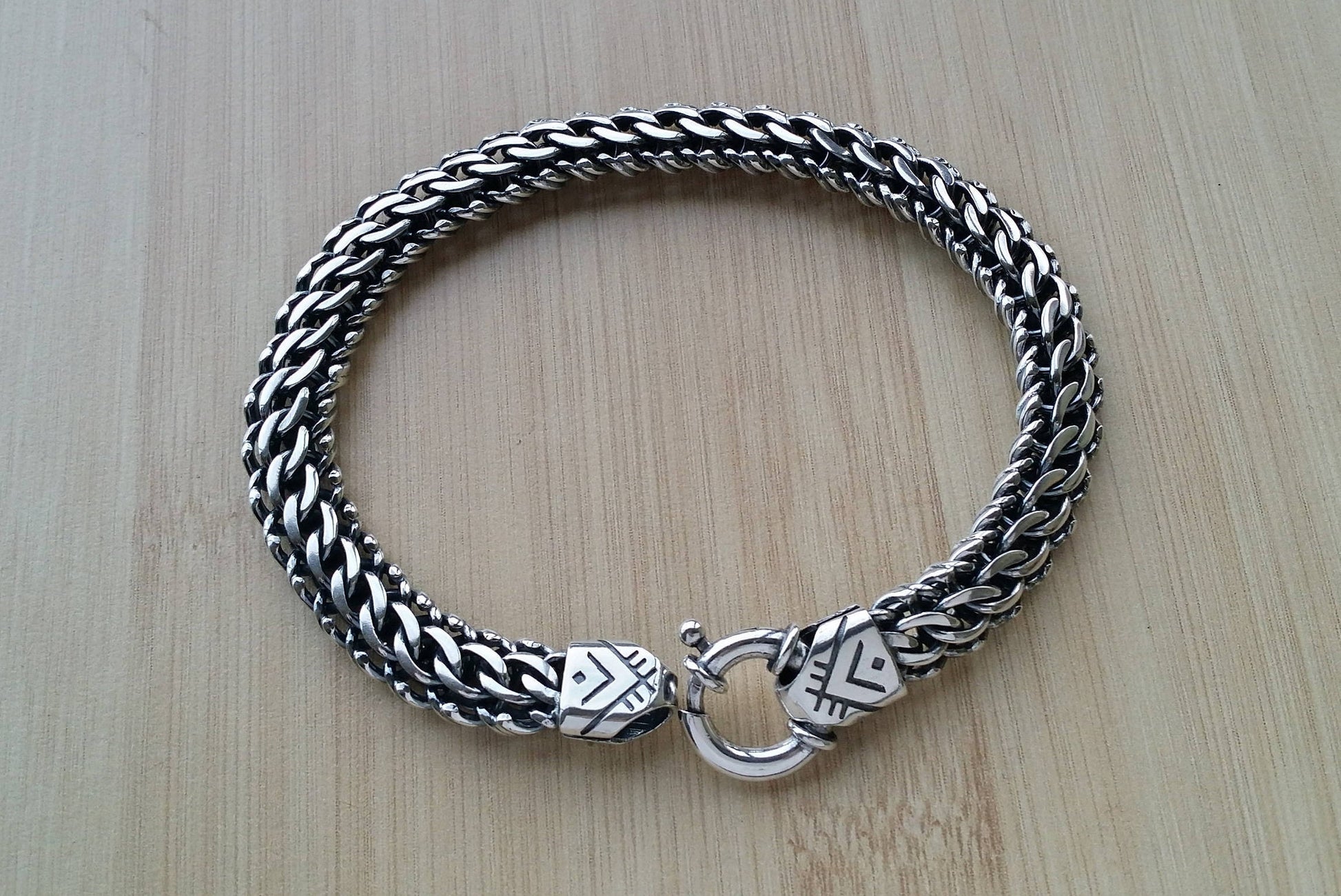 Solid Silver Bracelet, Mens Bracelet