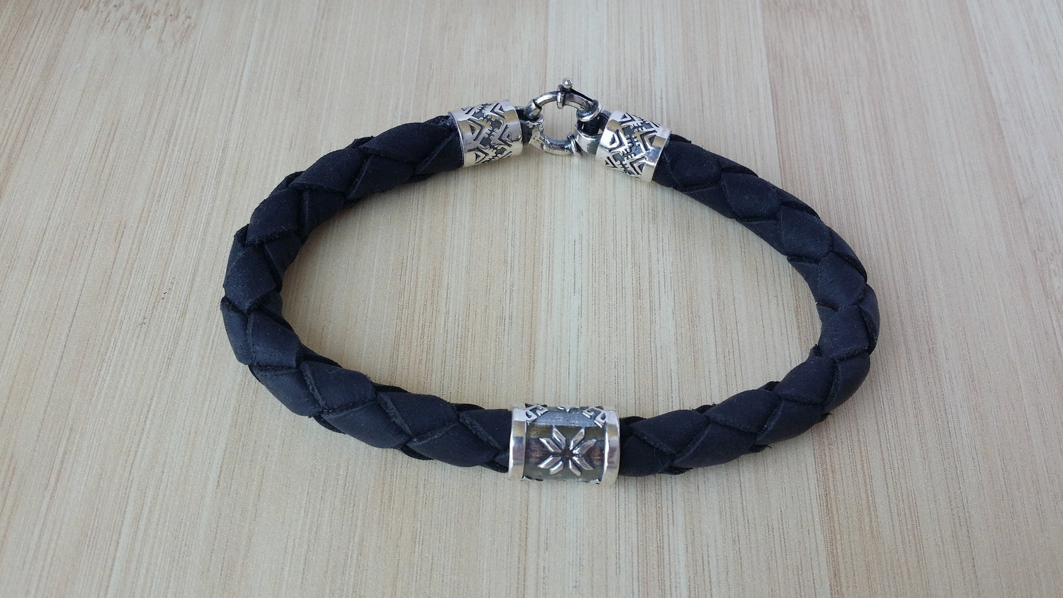 Natural Leather Bracelet, National Latvian Symbol