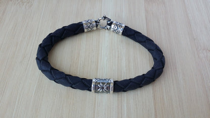 Natural Leather Bracelet, National Latvian Symbol