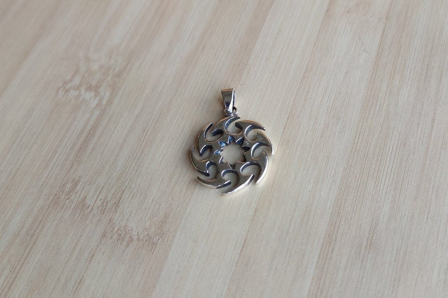 Silver Sun Pendant,  Pendant with Chain