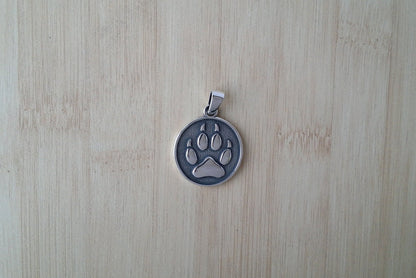 Silver Wolf Paw Pendant with Chain