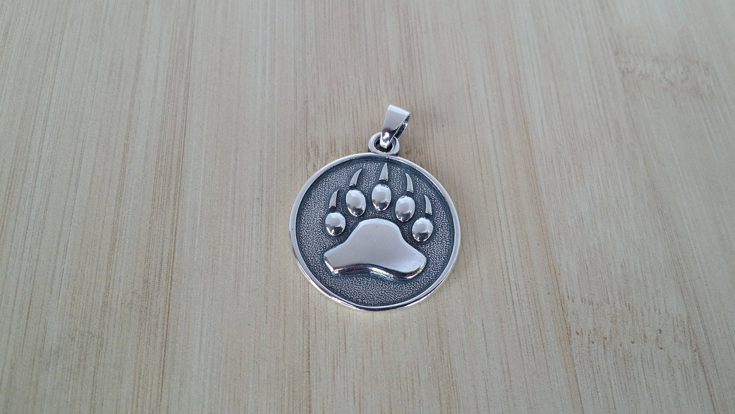 Silver Bear Pendant, Pendant with Chain