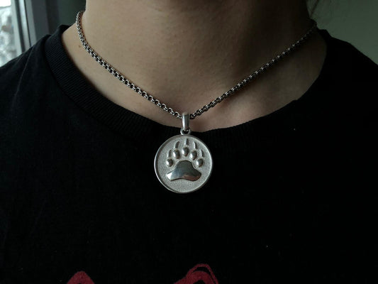 Silver Bear Pendant, Pendant with Chain