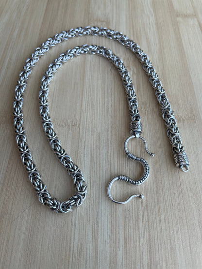 Silver Byzantine Chain, Chain with Pendant, Chain for Men