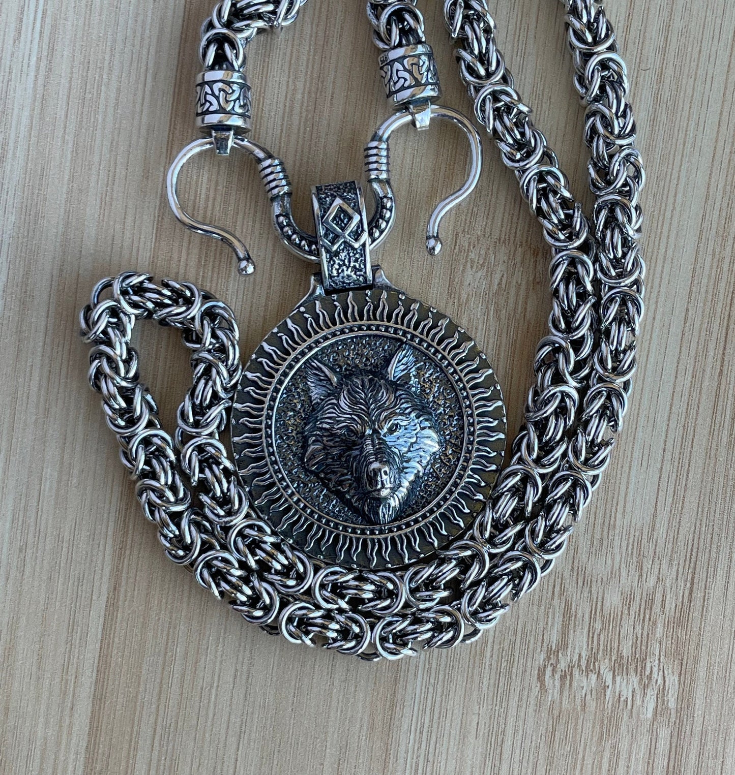 Silver Byzantine Chain, Chain with Pendant, Chain for Men