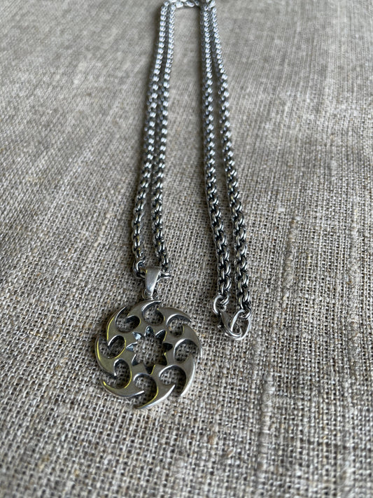 Silver Sun Pendant,  Pendant with Chain