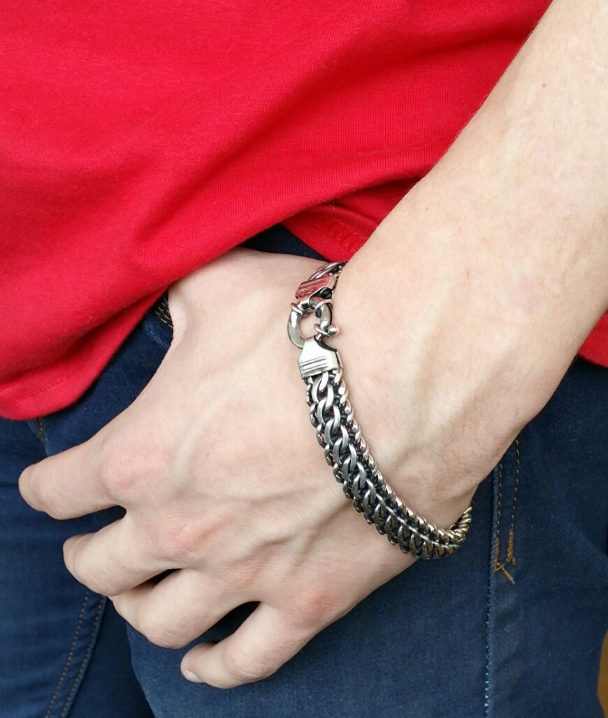 Solid Silver Bracelet, Mens Bracelet