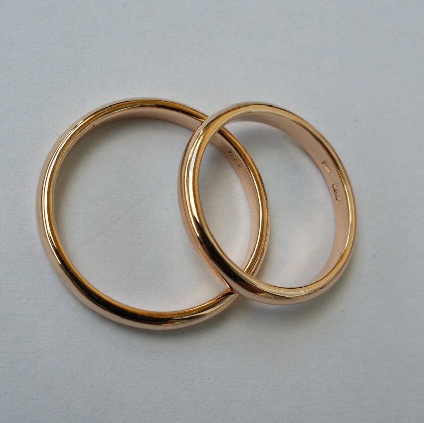 14k Gold Wedding Ring, Band Ring, Rose Gold